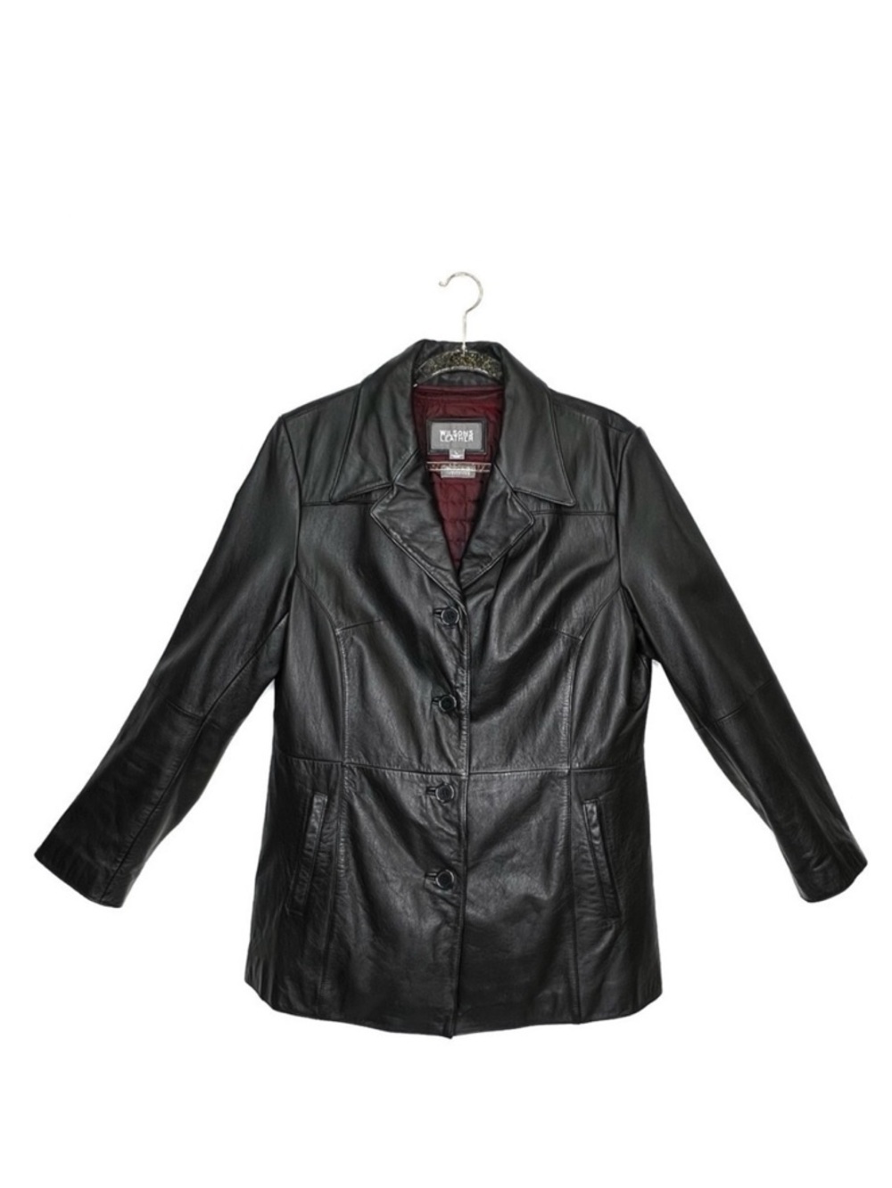 Wilson Leather Blazer Style Black Leather Jacket Women’s Size Large Button Front